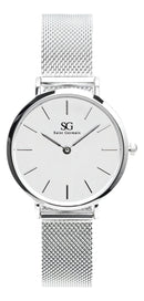 Relógio Prateado Feminino Saint Germain Harlem Silver 32mm Fundo Branco