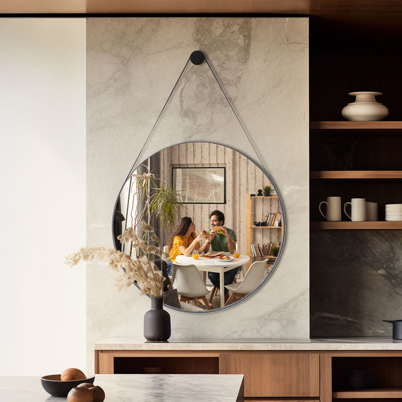 Espelho Adnet Redondo 60cm – Parede Escandinavo Caramelo | Ideal Banheiro, Quarto ou Sala | Perfeito para Penteadeira e Maquiagem