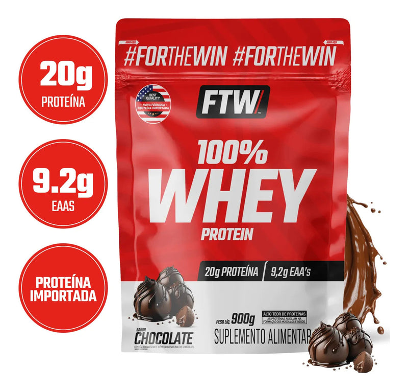 100% Whey Protein Refil 900g Sabor Chocolate - FTW