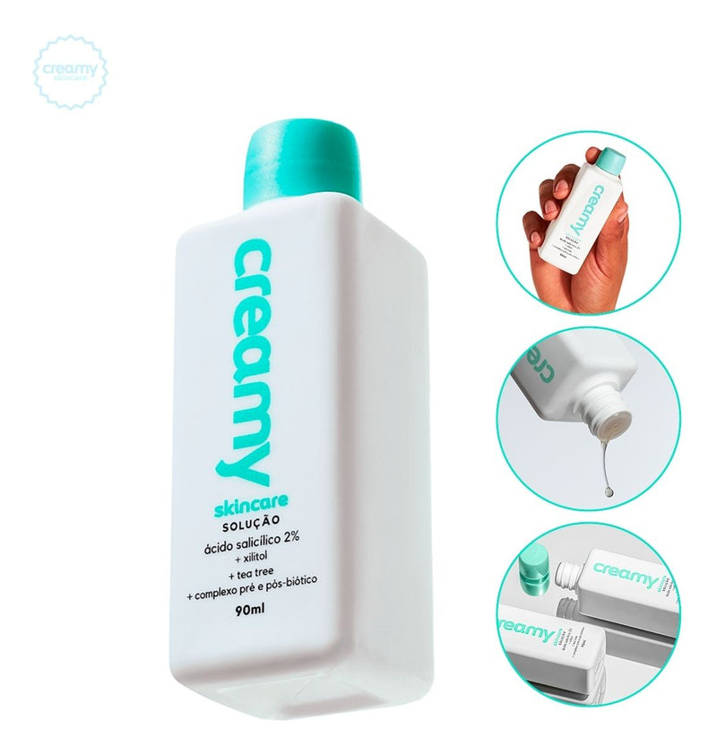 Creamy Skincare Ácido Salicílico 90ml – Linhas Finas Amenizadas, Cravos Reduzidos e Oleosidade Controlada – Uso Diurno e Noturno