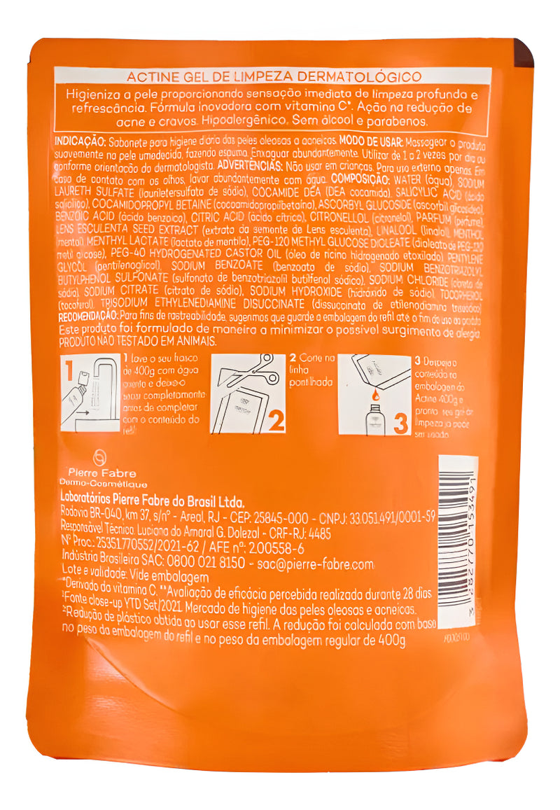 Gel De Limpeza Facial Actine Em Refil Com Vitamina C 300g Darrow