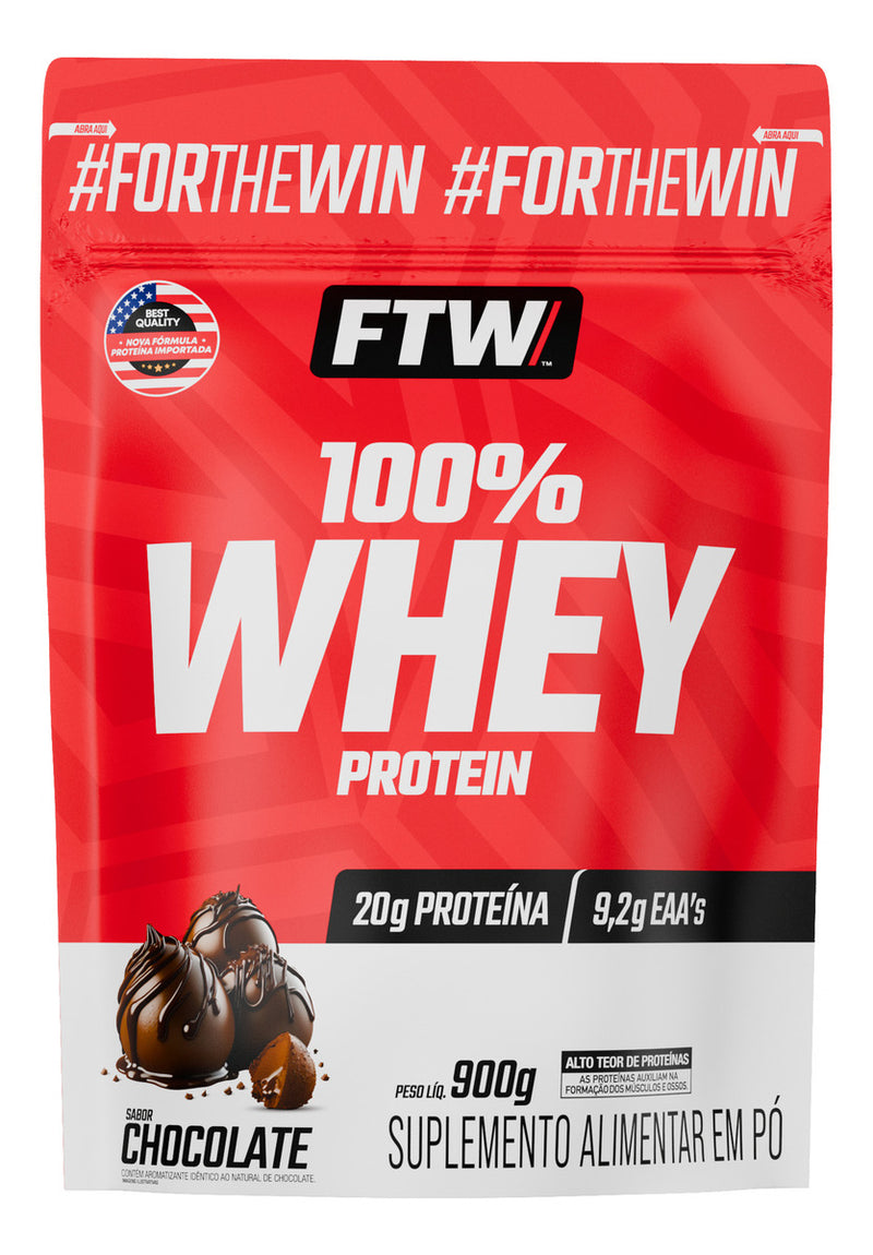 100% Whey Protein Refil 900g Sabor Chocolate - FTW
