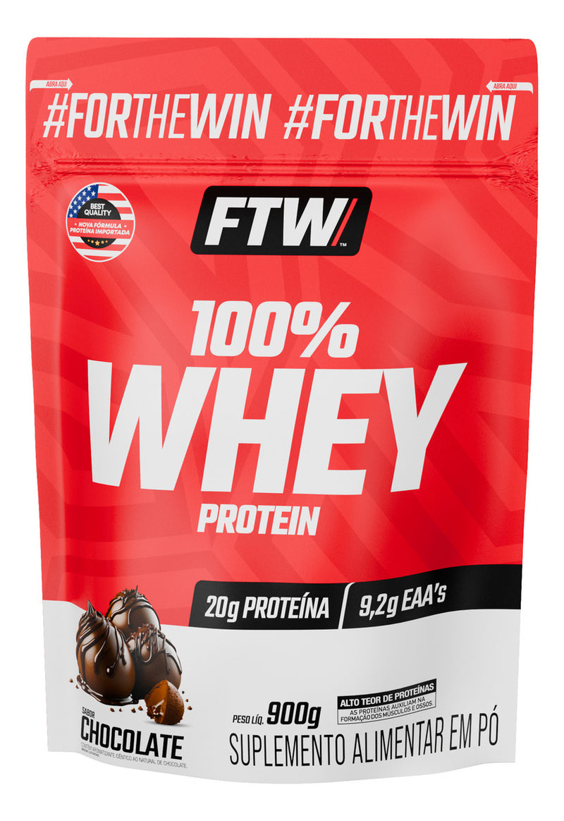 100% Whey Protein Refil 900g Sabor Chocolate - FTW