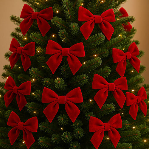 Kit C/4 Laço Árvore De Natal Decoração Enfeite Luxo Veludo