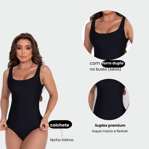 Body Adulto Alcinha Regata Collant Liso Suplex