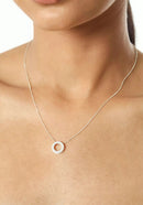 Colar Círculo Vazado Cravejado Em Prata 925