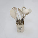 Kit 8 Utensilios De Cozinha De Silicone Cabo De Inox Grande