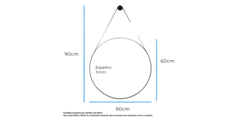 Espelho Adnet Redondo 60cm – Parede Escandinavo Caramelo | Ideal Banheiro, Quarto ou Sala | Perfeito para Penteadeira e Maquiagem